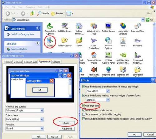 Lage ikoner større med Windows XP