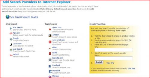 Hvor å Endre eller velge en søkeleverandør i Internet Explorer