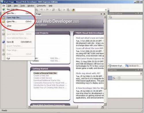 Hvordan få kontakt med Visual Web Developer 2005 Express Edition til eNom webhosting