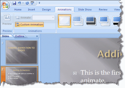 Hvordan legge til egendefinerte animasjoner i PowerPoint 2007