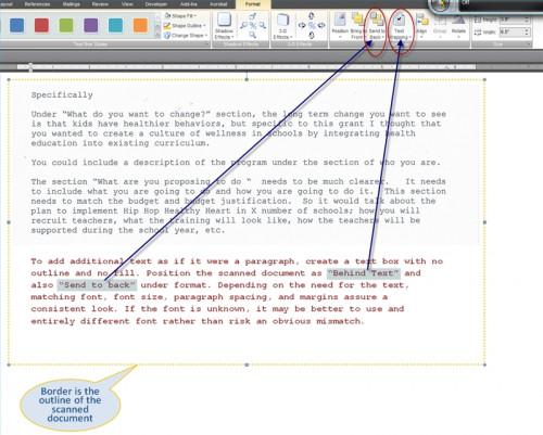 Hvordan legge til tekst til skannede dokumenter i Word
