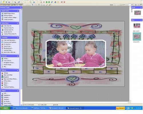 Hvordan bruke Rammer og Mats i Microsoft Digital Image programvare