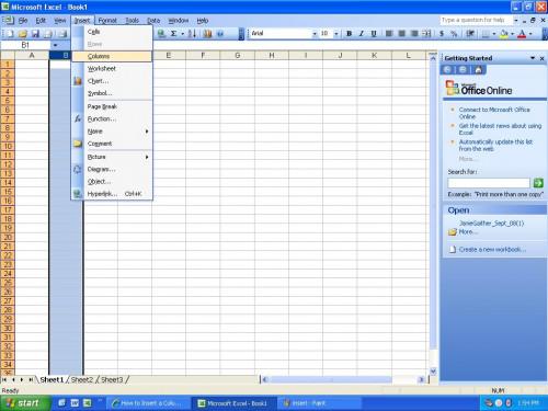 Hvordan sette inn en kolonne i Microsoft Excel