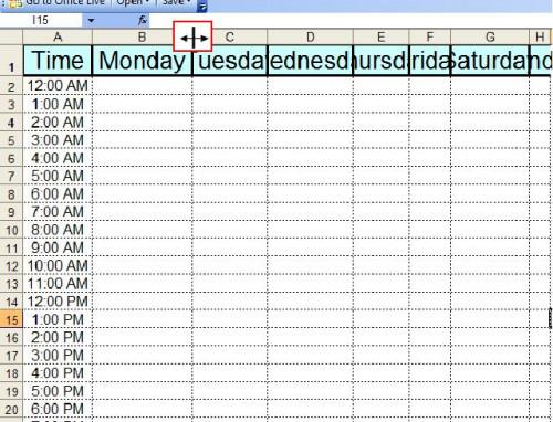 Hvordan lage en ukentlig 24 timers kalender med Excel
