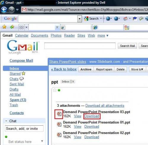 Hvordan åpne e-postvedlegg med PPT Extensions