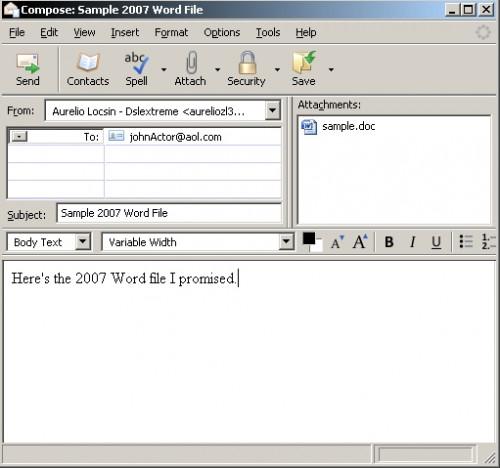 Hvordan sende et Word 2007-dokument via e-post