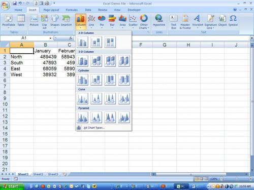 Hvordan lage et diagram i Microsoft Excel 2007