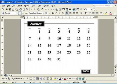 Hvordan lage en kalender i Microsoft Word